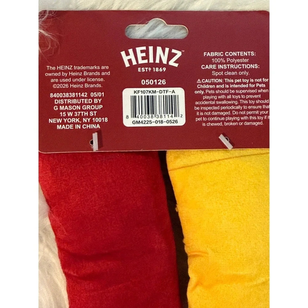Heinz Ketchup and Yellow Mustard Catnip Plush Cat Toys Set 2 Pack